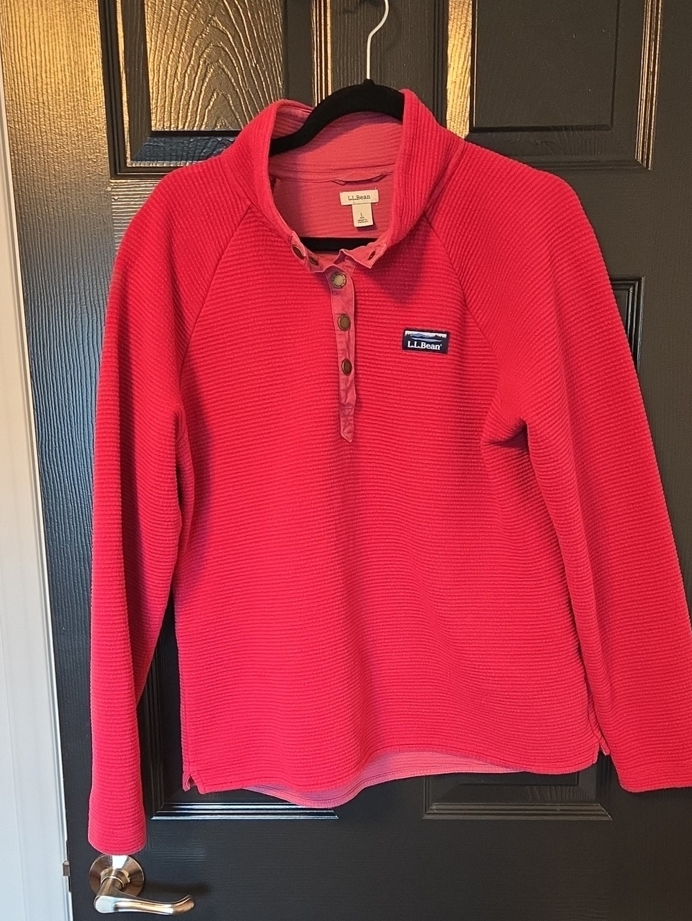 L.L. Bean Women's Lakewashed 1/4 Snap Raspberry Sweatshirt